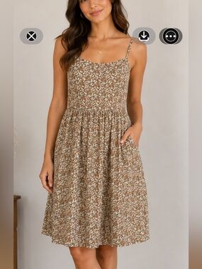 Natural Life Floral Print Sundress Women’s Size M Lightweight Pockets